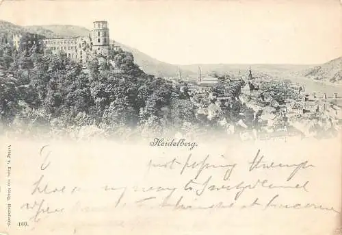 L020 Deutschland 1897 Heidelberg, Panoramablick Vintage Postkarte