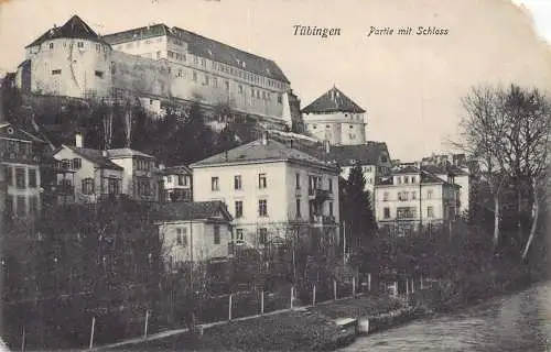L021 Deutschland 1908 Tübingen Partie mit Schloss Vintage Postkarte