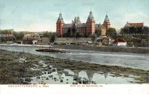 L020 Deutschland Aschaffenburg Main Dampfschiff Vintage Postkarte