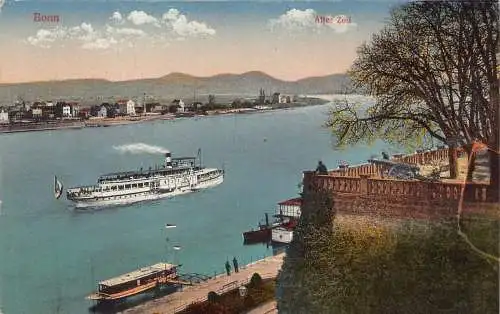 L020 Deutschland Bonn Alter Zoll Flussdampfer Vintage Postkarte