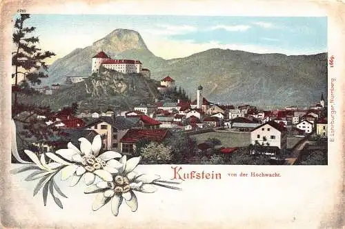 A121 Österreich Kufstein von der Hochwald Edelweiß Blumen Vintage Postkarte