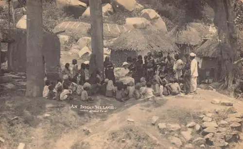 B078 Australien Indianerdorf in Doveton Hut Kinder Ureinwohner RPPC Postkarte