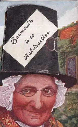 B081 Neuheit ausziehbare Wales Folk Woman Barmouth ist so Hut-traktive Postkarte