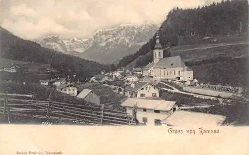 A123 Deutschland Gruss von Ramsau Dorf Vintage Postkarte