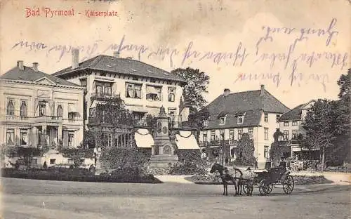 A124 Deutschland 1909 Bad Pyrmont Kaiserplatz Kutsche Vintage Postkarte