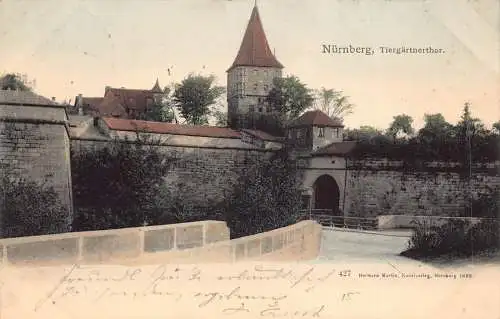 A123 Deutschland 1899 Nürnberg Tiergaertnerthor Tor Zitadelle Vintage Postkarte