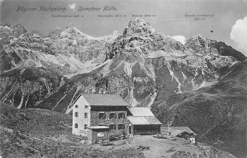 A123 Deutschland Allgäuer Hochgebirg Kemptner Hütte Berg Vintage Postkarte