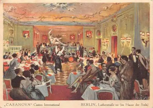 B083 Werbung 1929 Casanova Casino International Berlin Vintage Postkarte