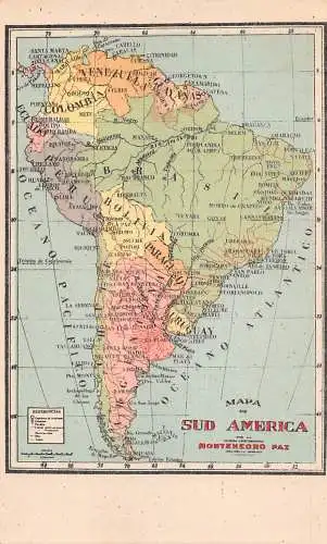 Südamerika Karte geographische Vintage Postkarte