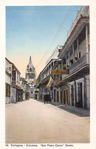 Kolumbien Cartagena San Pedro Claver Straße Vintage Postkarte