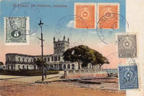 Paraguay 1921 Asuncion El Palacio del Gobierno Karte auf Rückseite Vintage Postkarte