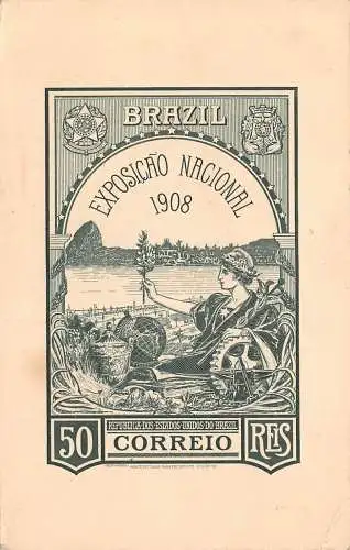 Brasilien Nationale Briefmarkenausstellung 1908 philatelistische Vintage Postkarte