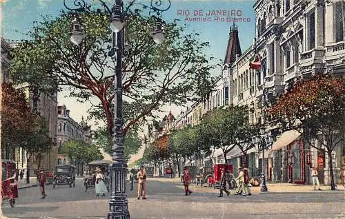 Brasilien Rio de Janeiro 1923 Avenido Rio Branco Automobile Vintage Postkarte