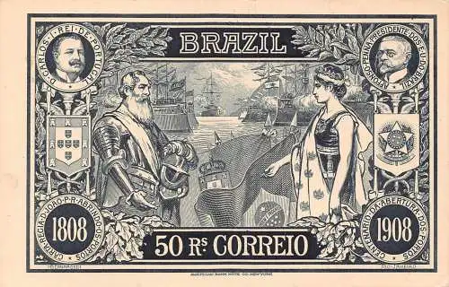 Brasilien Nationale Briefmarkenausstellung 1908 philatelistische Vintage Postkarte