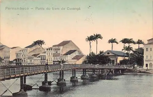 Brasilien Pernambuco 1911 Ponte do trem de Caxanga Brücke Vintage Postkarte