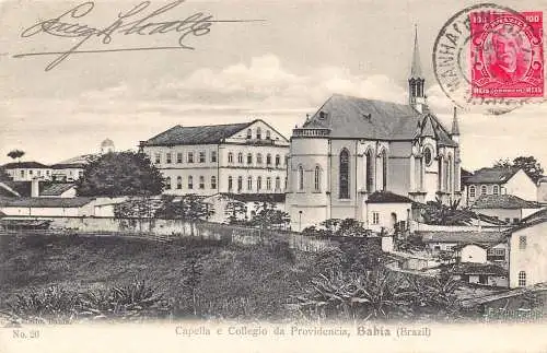 Brasilien Bahia 1908 Capella e Collegio da Providencia alte Postkarte