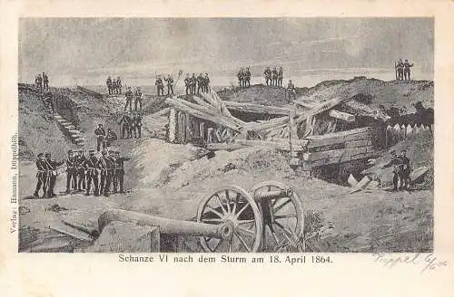 Deutschland Tranchen VI nach dem Sturm 1864 Soldaten Kanoniker Kunst Vintage Postkarte