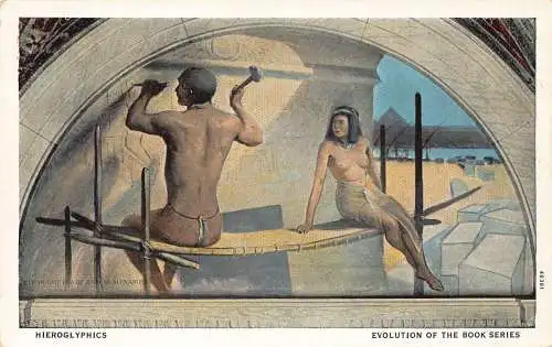 Wandbild von John W Alexander Library Congress Washington DC Hieroglyphen Postkarte