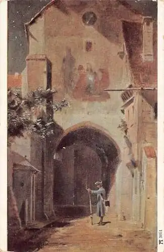 Torwächter bei Nacht mit Bajonettkunst von C Spitzweg Vintage Postkarte