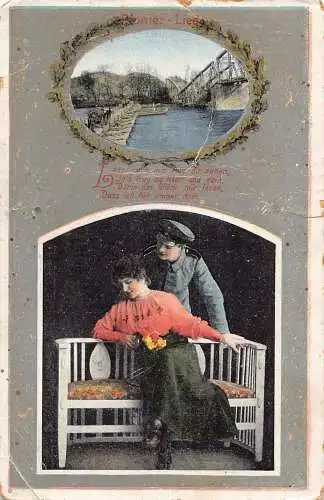 Passepartout Soldat Bekennt Liebe Landschaft Fluss 1. Weltkrieg 1918 Feldpostkarte