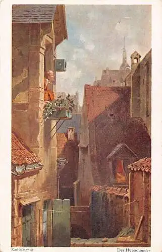 The Hypochonder At Balcony Street Art by C Spitzweg Vintage Postkarte