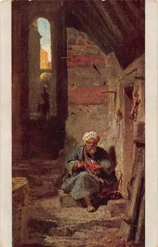 Naher Osten Alter Mann Trachtenkunst von C Spitzweg Vintage Postkarte