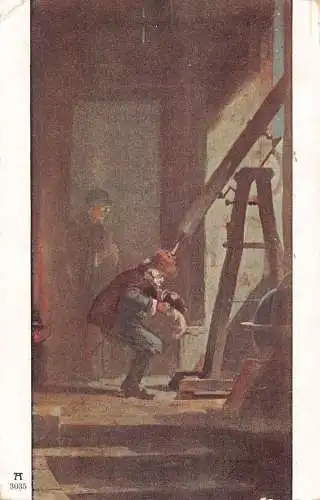Alter Mann beobachtet durch Teleskop 1927 Kunst von C Spitzweg Vintage Postkarte