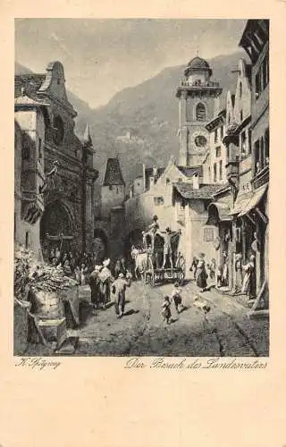 Kunst von C Spitzweg 1934 Besuch der Staatsminister Kutsche Bauern Postkarte