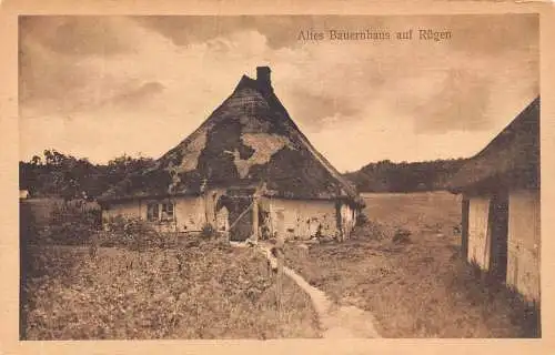L157 Deutschland Altes Bauernhaus auf Rügen Landleben Vintage Postkarte