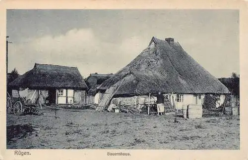 L157 Deutschland Rügen. Bauernhauskutsche, Landleben Vintage Postkarte