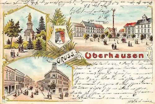 L410 Deutschland 1906 Gruss aus Oberhausen Litho Postkarte