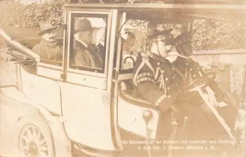 L410 Deutsches Königtum 1910 Kaiser Wilhelm und Frau Auto Auto Oldtimer Postkarte