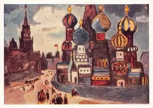Russland Moskau Novemberabend Kreml 1958 von Womack alte Postkarte