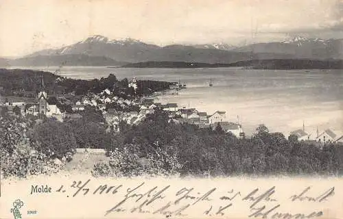 L035 Norwegen 1906 Molde Panoramablick Postkarte