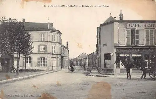 L034 Frankreich Mourmelon le Grand Rue Thiers Cafe Restaurant Vintage Postkarte