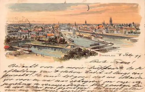 L035 Deutschland 1899 Gruss aus Bremen Litho Vintage Postkarte