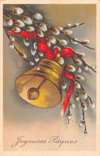 Weihnachtsgrüße 1937 Glocke rotes Band Muschi Willow Vintage Postkarte
