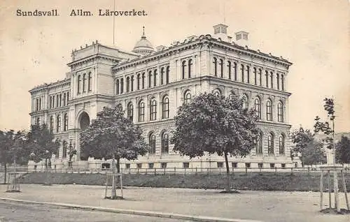 L034 Schweden 1911 Sundsvall Allm Laroverket Vintage Postkarte