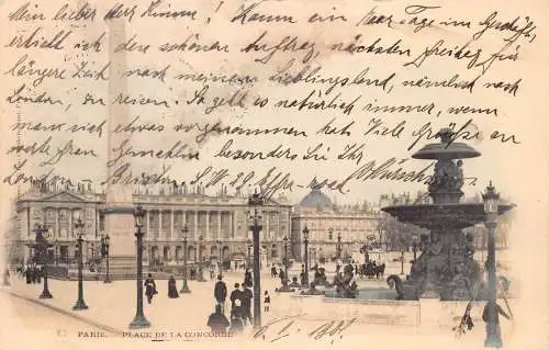 L035 Frankreich Paris 1901 Place de la Concorde Vintage Postkarte