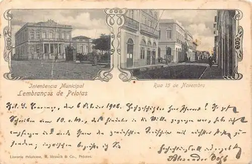 L033 Brasilien 1902 Pelotas Vintage Postkarte