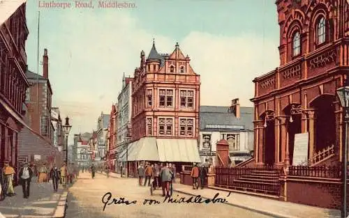 L033 Großbritannien 1909 Linthorpe Road Middlesbro Vintage Postkarte