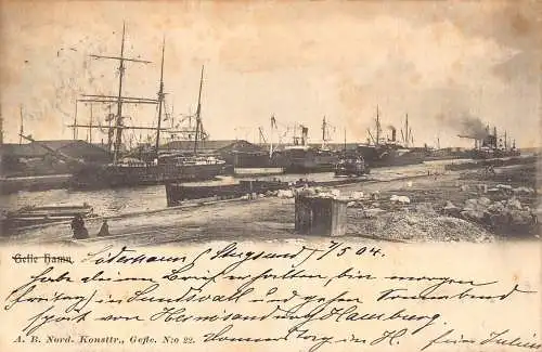 L033 Schweden 1904 Gefle Hafen Schiffe Vintage Postkarte