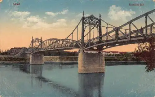 L034 Rumänien Arad Erzsebet Brücke Vintage Postkarte