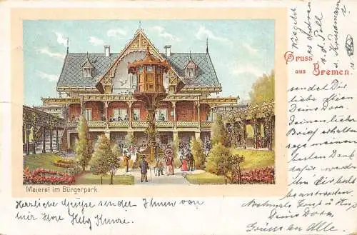 L035 Deutschland 1902 Gruss aus Bremen Litho Vintage Postkarte