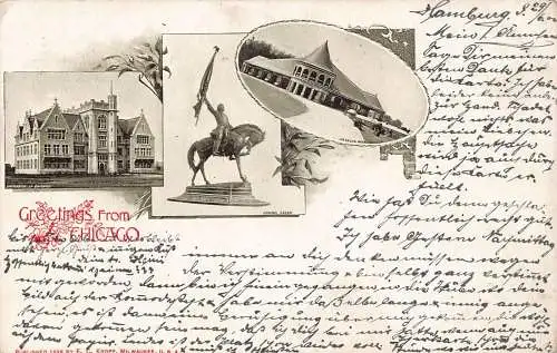L035 US Gruß aus Chicago 1900 Litho Vintage Postkarte