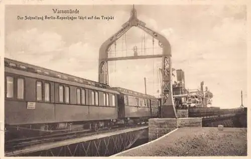L410 Deutschland 1935 Warnemünde Berlin-Kopenhagen Schnellzug auf Fähre Postkarte