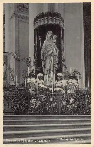 L218 Deutschland 1937 Das neue Speyerer Gnadenbild München Statue Kerzen Postkarte
