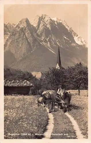 L218 Deutschland 1939 Zugspitze Waxenstein Garmisch Aus Ochsenkarren Bauer RPPC Postkarte