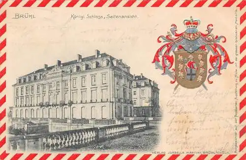 L410 Deutschland 1904 Königliches Schloss Brühl geprägt Wappen Vintage Postkarte