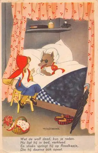 B085 Märchenfantasie Rotkäppchen Roodkapje Geschichte 1915 Postkarte